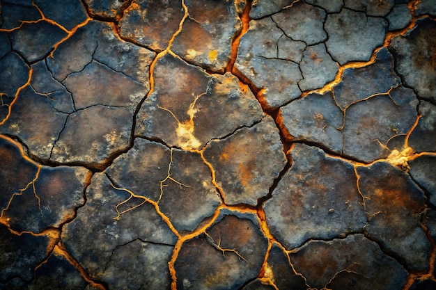 Photo unusual patterns formed by cracks and stains on the dark concrete surface