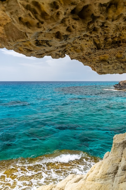 The unusual picturesque cave is located on the Mediterranean coast. Cyprus, Ayia Napa.