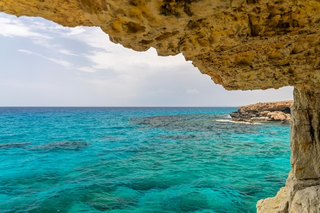 The unusual picturesque cave is located on the Mediterranean coast Cyprus Ayia Napa