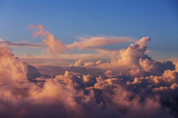 Unusual storm clouds at sunset