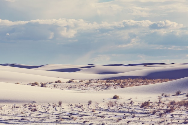 Unusual White Sand Dunes at White Sands National Monument, New Mexico, USA