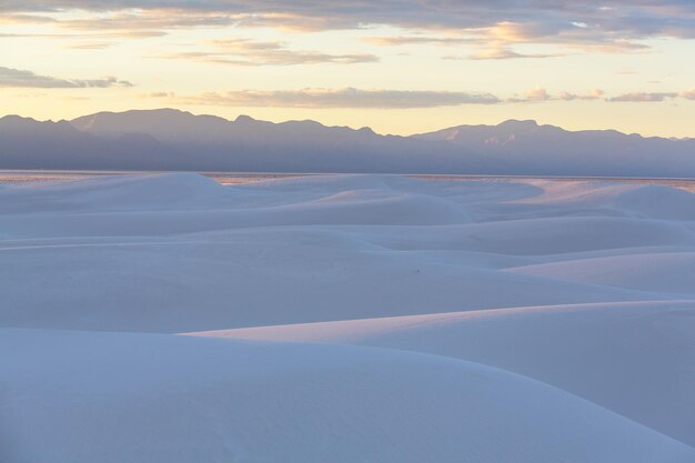 Unusual White Sand Dunes at White Sands National Monument, New Mexico, USA