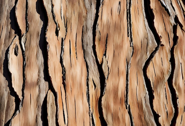 Photo unusually thick bark peeling off from the tree ai generated