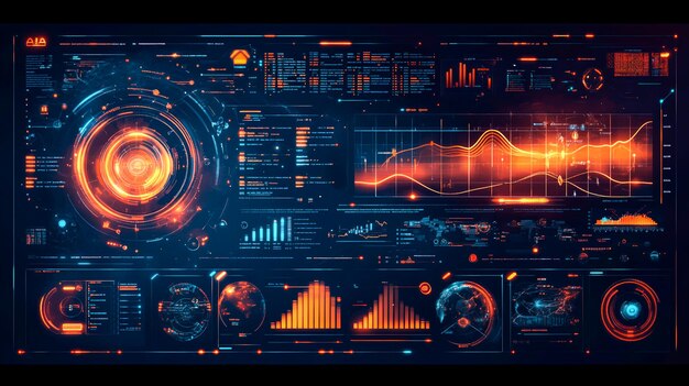 Photo unveiling insights big data business intelligence infographic with analytics dashboards and graphs