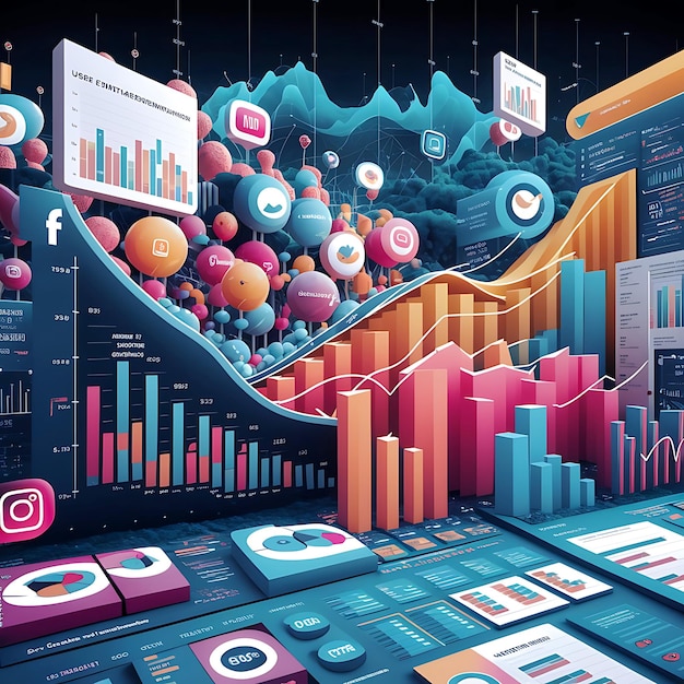 Photo unveiling social media insights a colorful infographic with datadriven charts and graphs