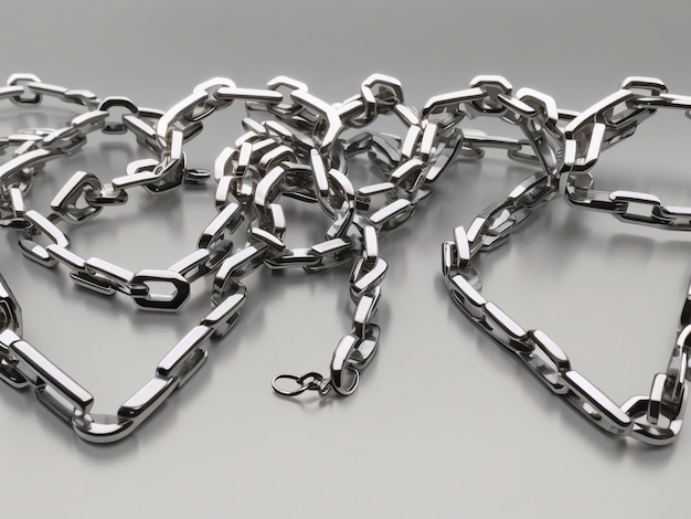 Unyielding Links Steel Chain on Isolated Transparent Background