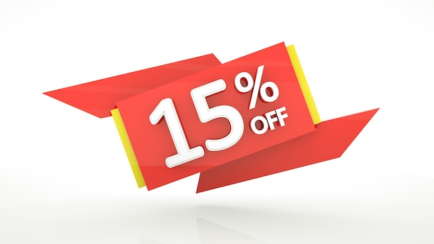 Up to 15 percent off special offer 3d red digits banner template fifteen Sale discount coupon