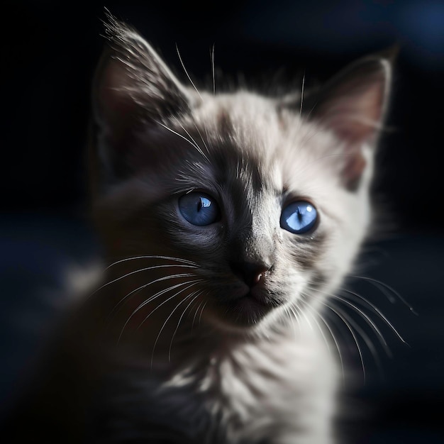 Up close and personal with a stunning Siamese kitten Generative IA