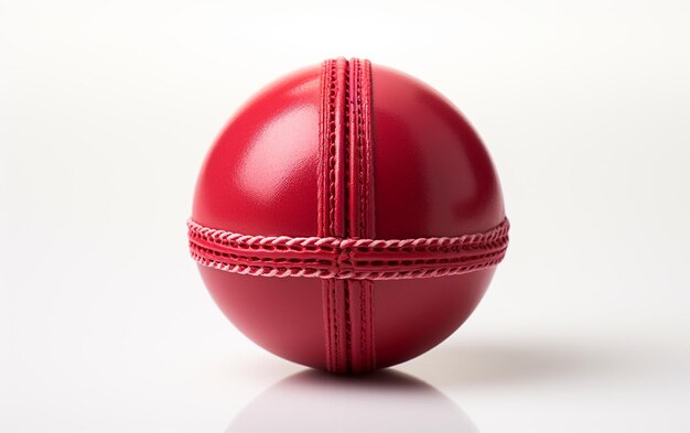 Up Close View of Cricket Ball on White