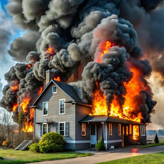 Up In Smoke House On Fire Thick black smoke arises out of this blazing inferno a house fire out of control