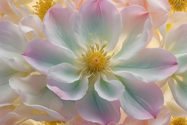 upclose intricate flower petal with pastel colour hue