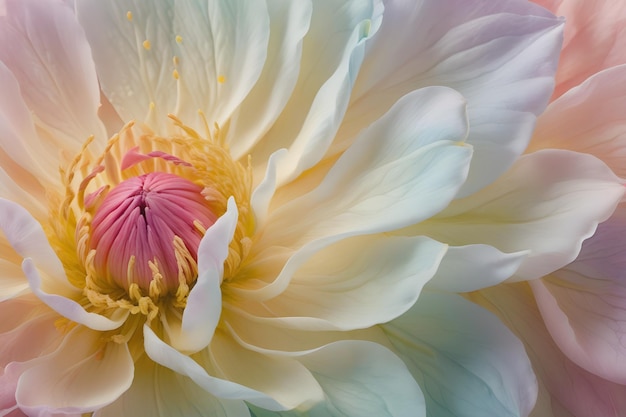 upclose intricate flower petal with pastel colour hue