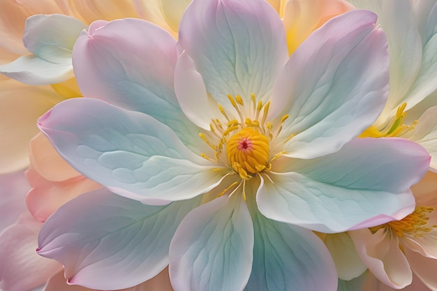 upclose intricate flower petal with pastel colour hue