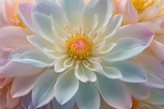 upclose intricate flower petal with pastel colour hue