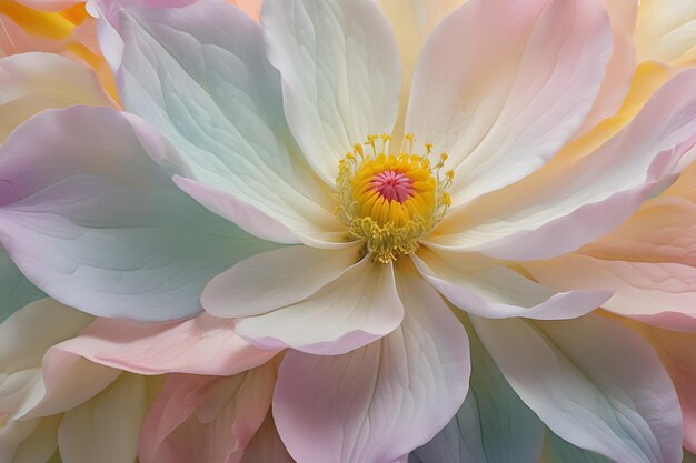 upclose intricate flower petal with pastel colour hue