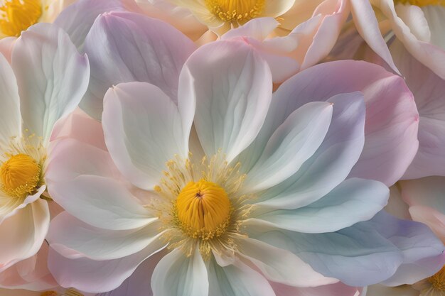 upclose intricate flower petal with pastel colour hue