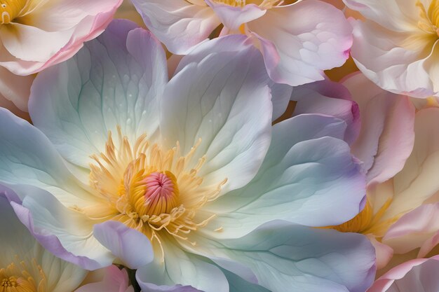 upclose intricate flower petal with pastel colour hue