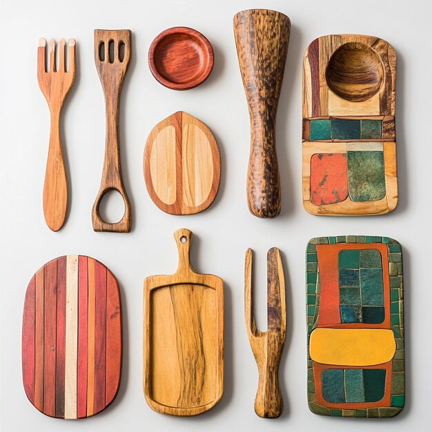 Upcycled kitchen items including cutting boards utensils and storage containers made from recycle