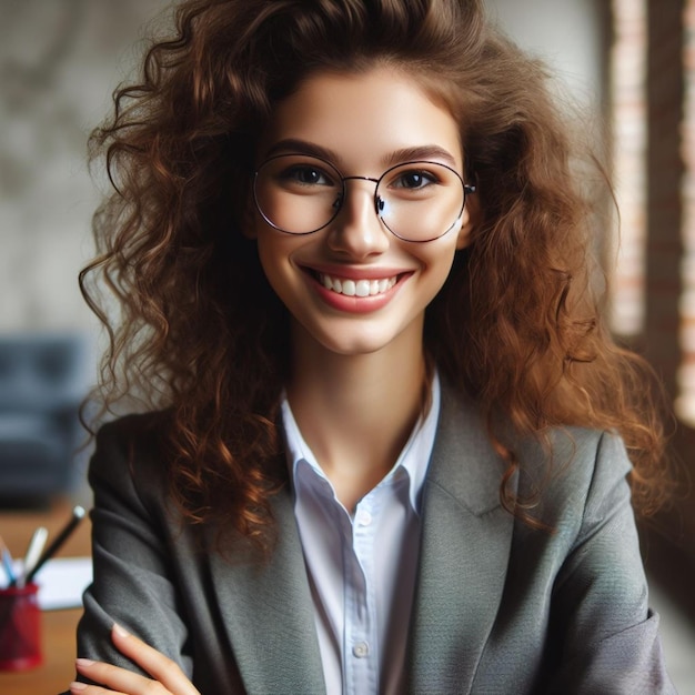 uplifting curvaceous business woman with glasses