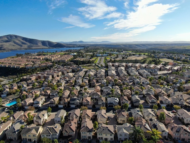 Upper middle class neighborhood with identical residential subdivision, South California