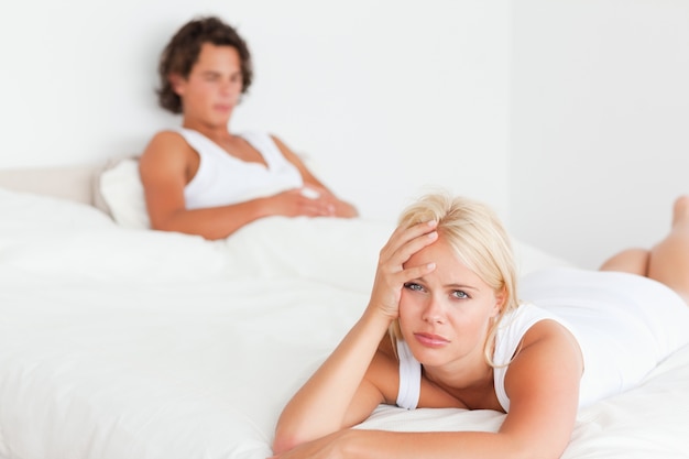 Upset couple after having an argument