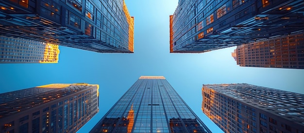 Upward View of Skyscrapers in the City