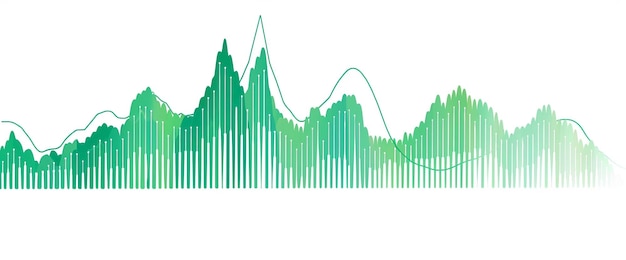 Photo an upwardsloping line graph colored in green on a plain white background