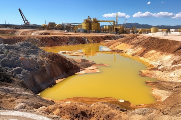 Uranium Mine Tailings Pond With Water Treatment And Containment Systems Generative AI