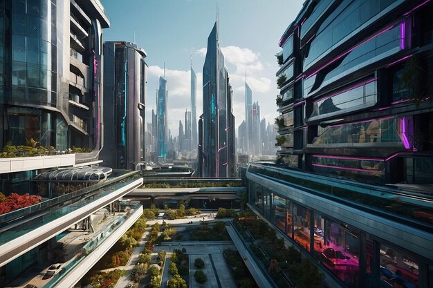 Photo urban area with futuristic building designs