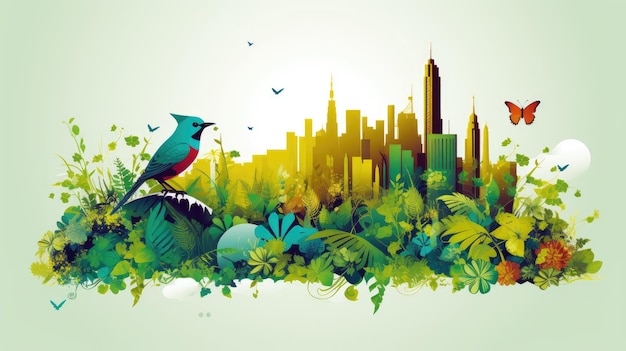 Photo urban biodiversity conservation initiatives solid color background