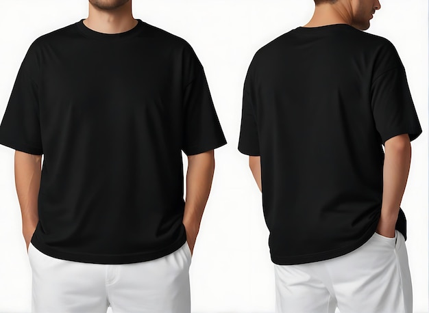 Urban Black Tee Mockup Worn by a Male Model