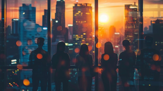 Urban Business Silhouette at Sunset