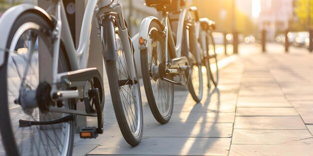 Urban charging stations for electric bikes powered by solar energy for sustainability Concept Urban Charging Stations Electric Bikes Solar Energy Sustainability Renewable Technology