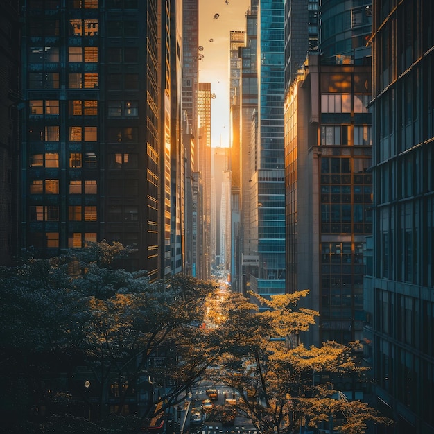 Photo urban cityscape showcasing light and shadow dynamics