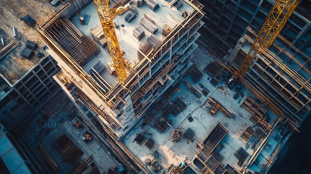 Urban Construction Progress Aerial View of Modern Building Site