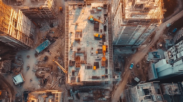 Urban Construction Site Aerial View in Progress