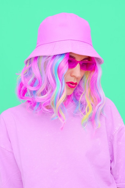 Urban Fresh look. Vanilla Girl. Kawaii vibes. Candy colors design. Bucket hat trends