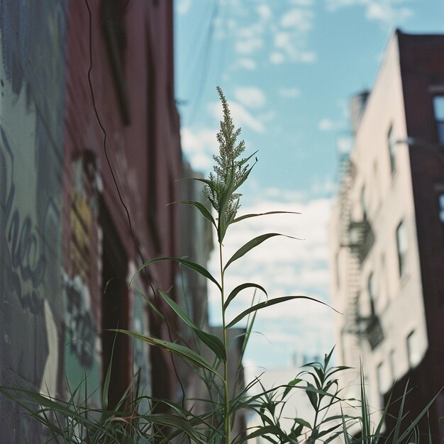 Photo urban greenery a lush plant thriving amidst city life