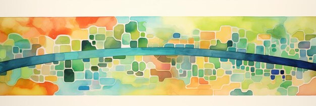 Urban Harmony Waterway Wonders in Minimalist Watercolor