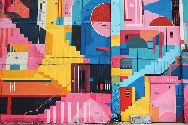 Photo urban landscapes transformed into vibrant murals a generative ai