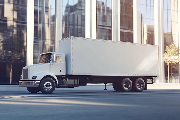 Photo urban logistics modern truck navigating city streets