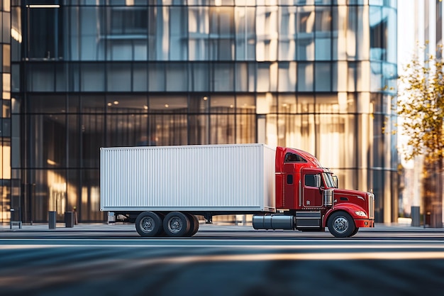 Photo urban logistics modern truck navigating city streets