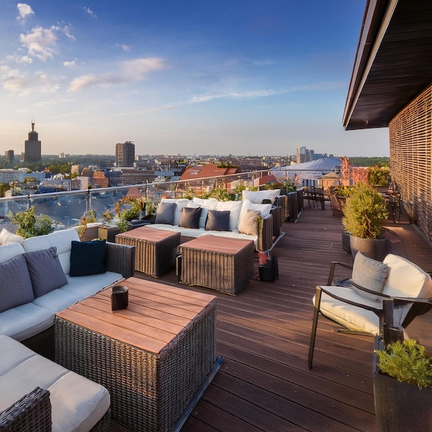 Photo urban oasis designing the perfect rooftop retreat