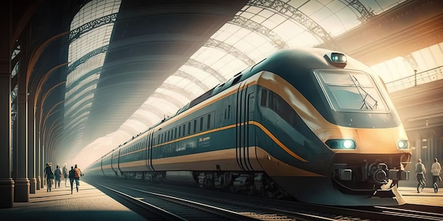 Urban railway city electric high speed train AIGenerated