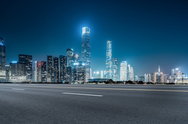 Urban road and Guangzhou architecture landscape skyline