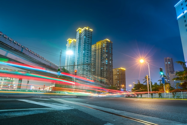 Urban roads and blurred lights