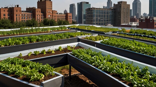 Photo urban rooftops converted into productive farms