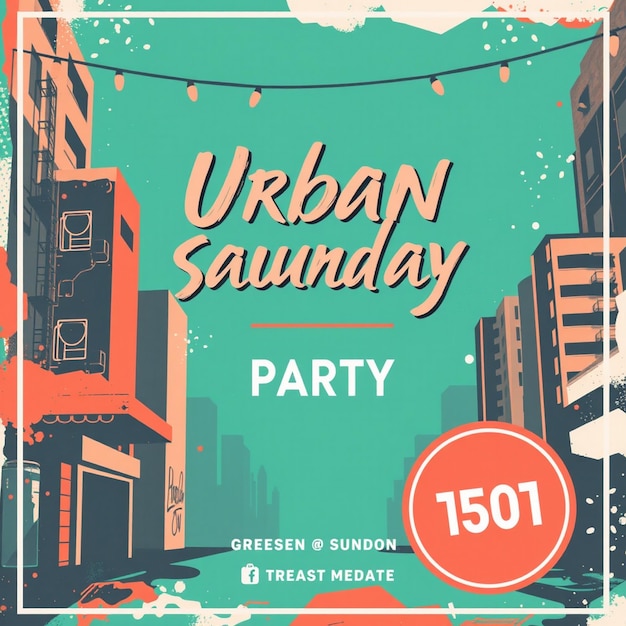 Urban Saturday party social media and flyer design post template