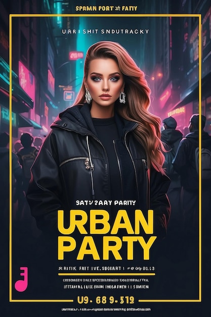 Photo urban saturday party social media and flyer design post template