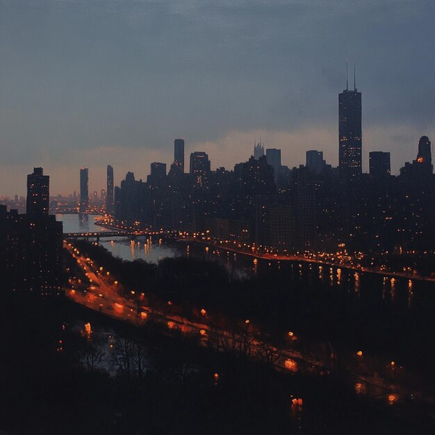 Photo urban skyline at dusk